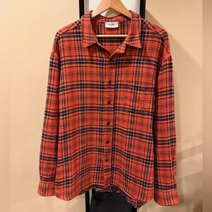 Celine x Hedi Slimane FW23 Orange/Red Flannel Button Up Shirt